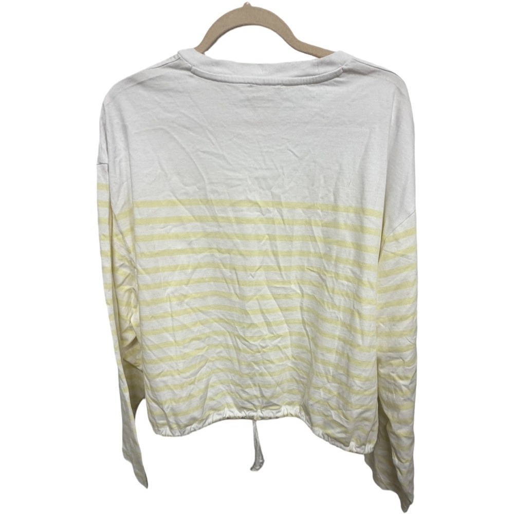 Madewell The Tie-Waist Tee Allday Jersey NZ385 Yellow Stripe Long Sleeve XL - Picture 8 of 11